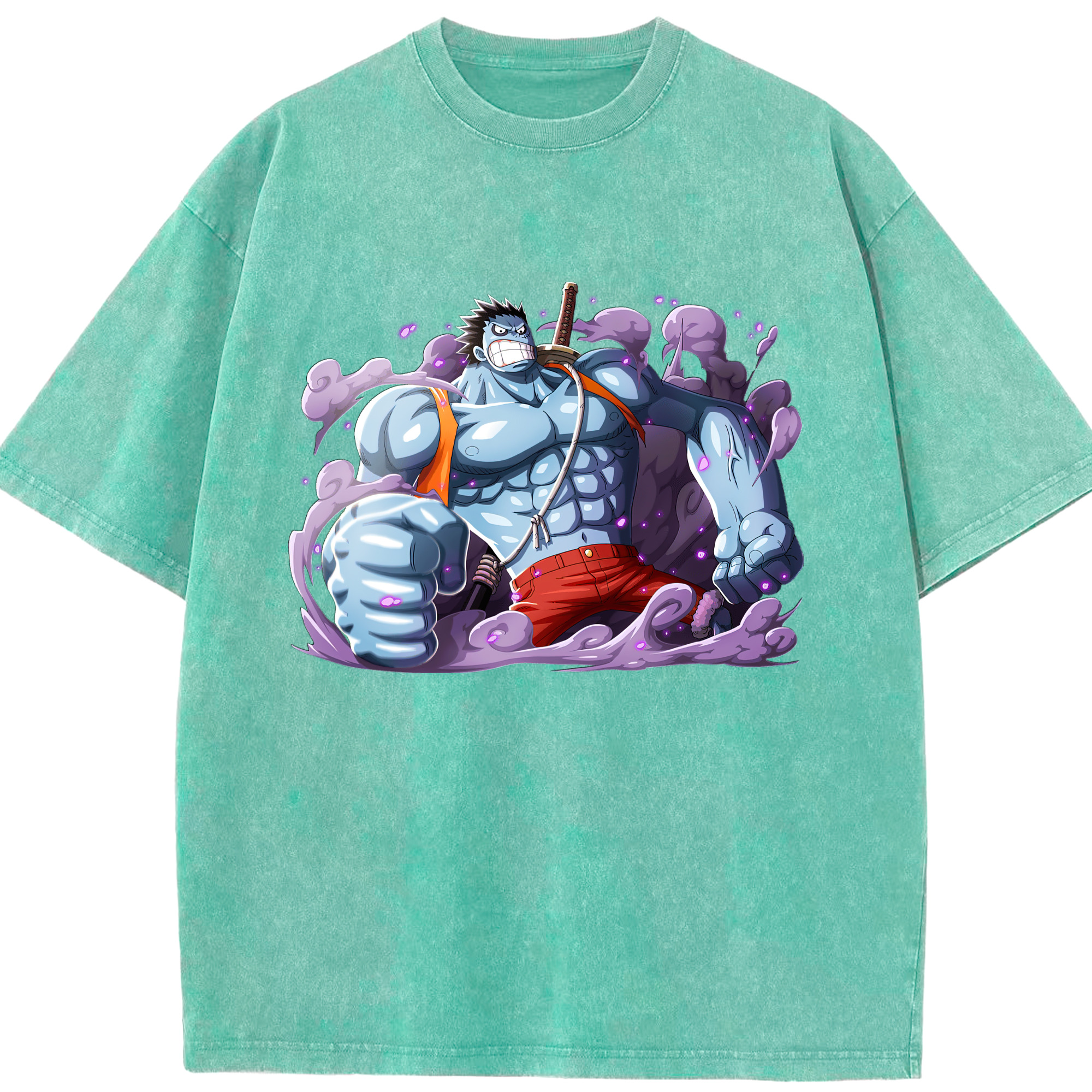 ワンピース モンキー・D・ルフィ ONE PIECE Monkey D. Luffy 綿100% ヴィンテージ風 半袖Tシャツ（フロントプリント）